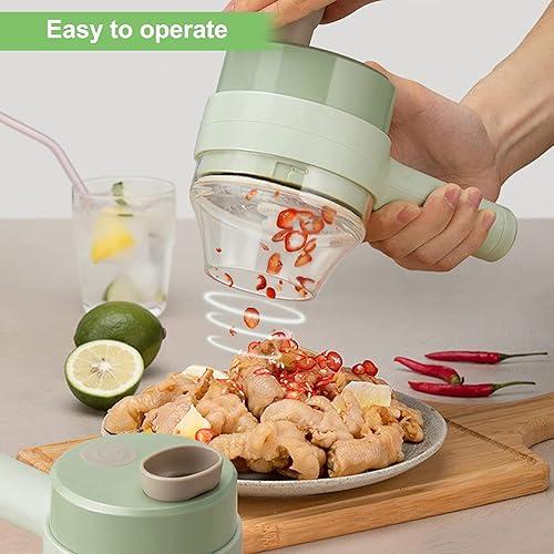 Miniatura 2 de Kitchen Goods Juego de cortadores eléctricos de verduras 4 en 1 portátil recargable e inalámbrico procesador de alimentos y máquina picadora para