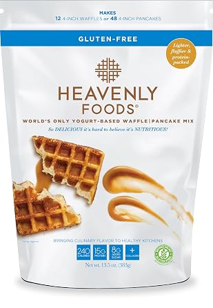 Heavenly Foods Mix, Gluten Free, 18g Protein, Yogurt Based, Healthy and Nutritiously Balanced, Superior Tasting Waffles and Pancakes, 13.5 oz Pouch