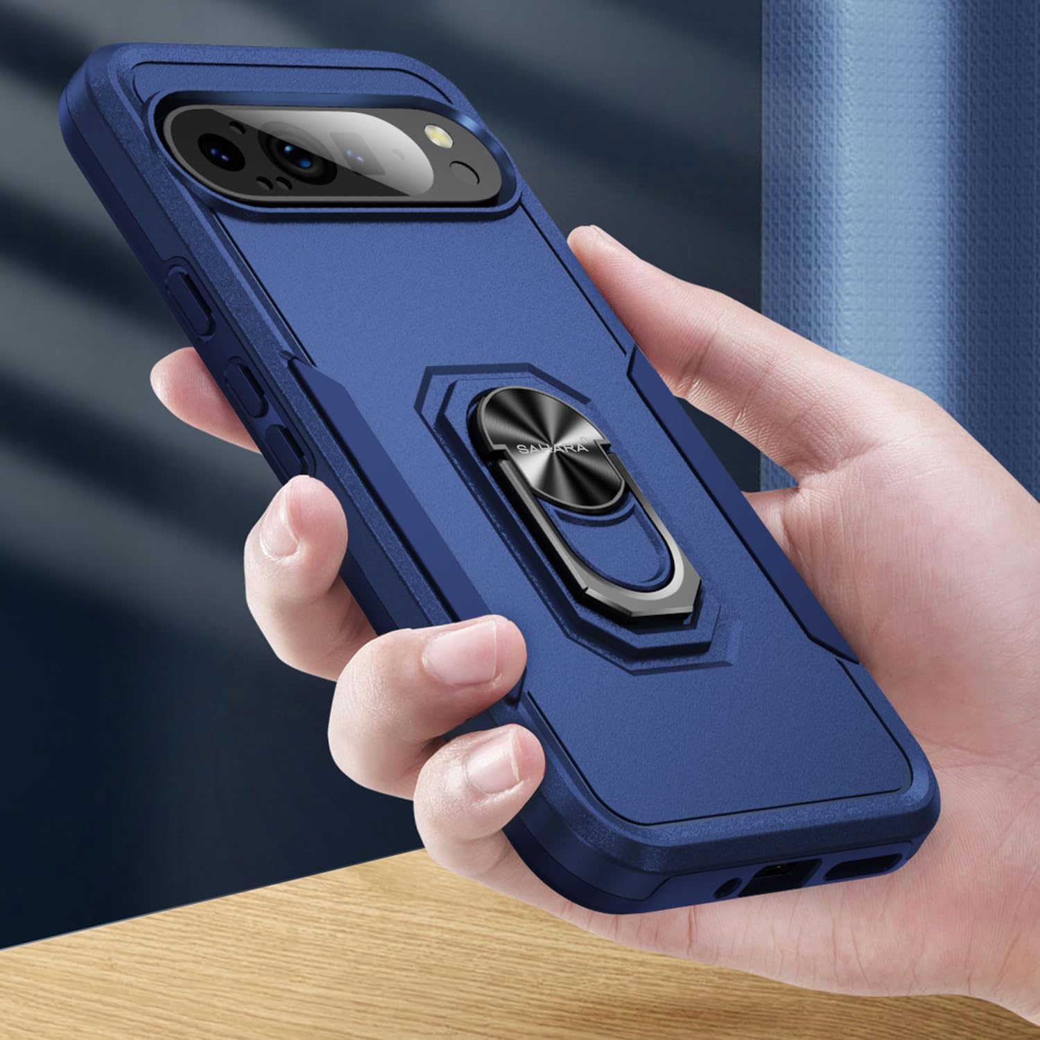 SaharaCase Raider Series Heavy-Duty Kickstand Case for Google Pixel 9 Pro XL - Triple-Hardened TPU and Rubber Materials, Heavy-Duty Design, Built-in Kickstand (Desert Blue)