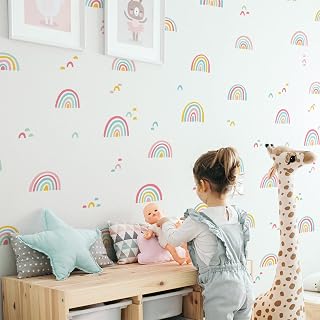 Colorful Rainbow Wall Decals, Sweet Dreamy Rainbow Wall Stickers, Attractive Rainbow Wall Mural, Removable DIY Art Wall Decors for Girls Bedroom, Nursery, Home Decoration