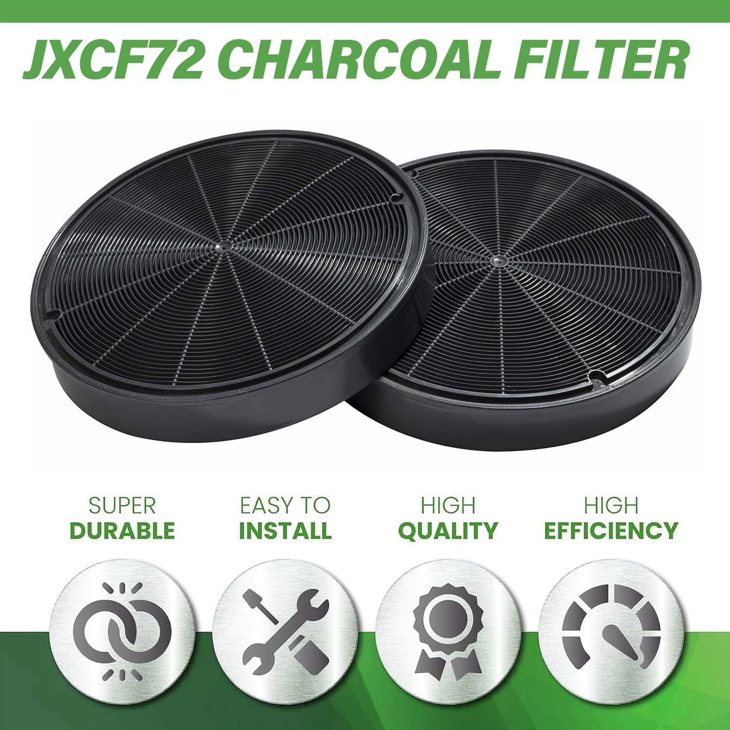 [2PCS] JXCF72 Charcoal Filter, Replacement WB02X24841, WB02X24842, 11013078, HUIF06UC for GE BOSCH Range Hood Parts JVW5301SJ1SS JVW5361SJ1SS