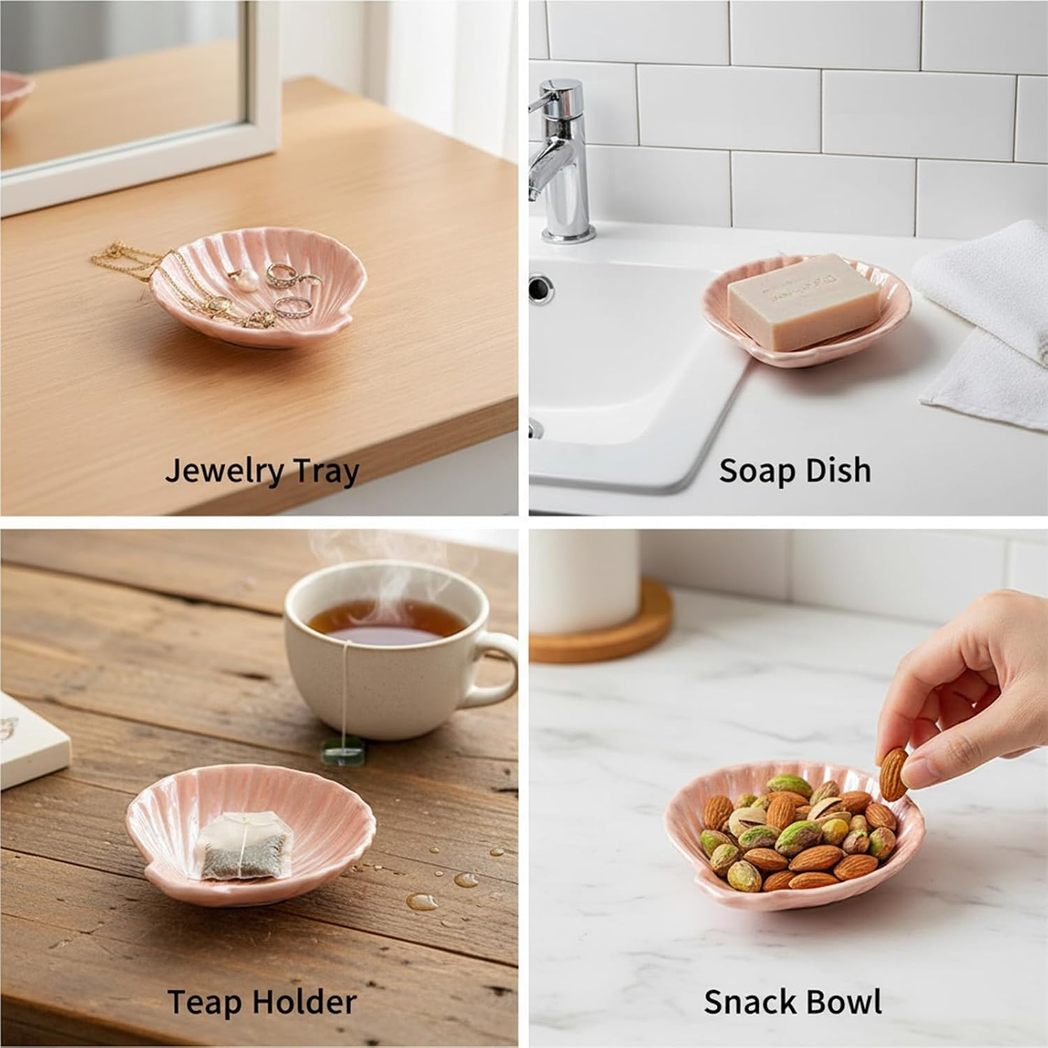 Ceramic Spoon Rest, Cute Coffee Spoons Holder for Kitchen Counter (Pink)