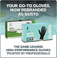 Vista 6 de Comfy Package Guantes de nitrilo negros RESISTENTES de 6 mil, resistentes a químicos, sin látex y sin polvo, con yemas texturizadas, guantes