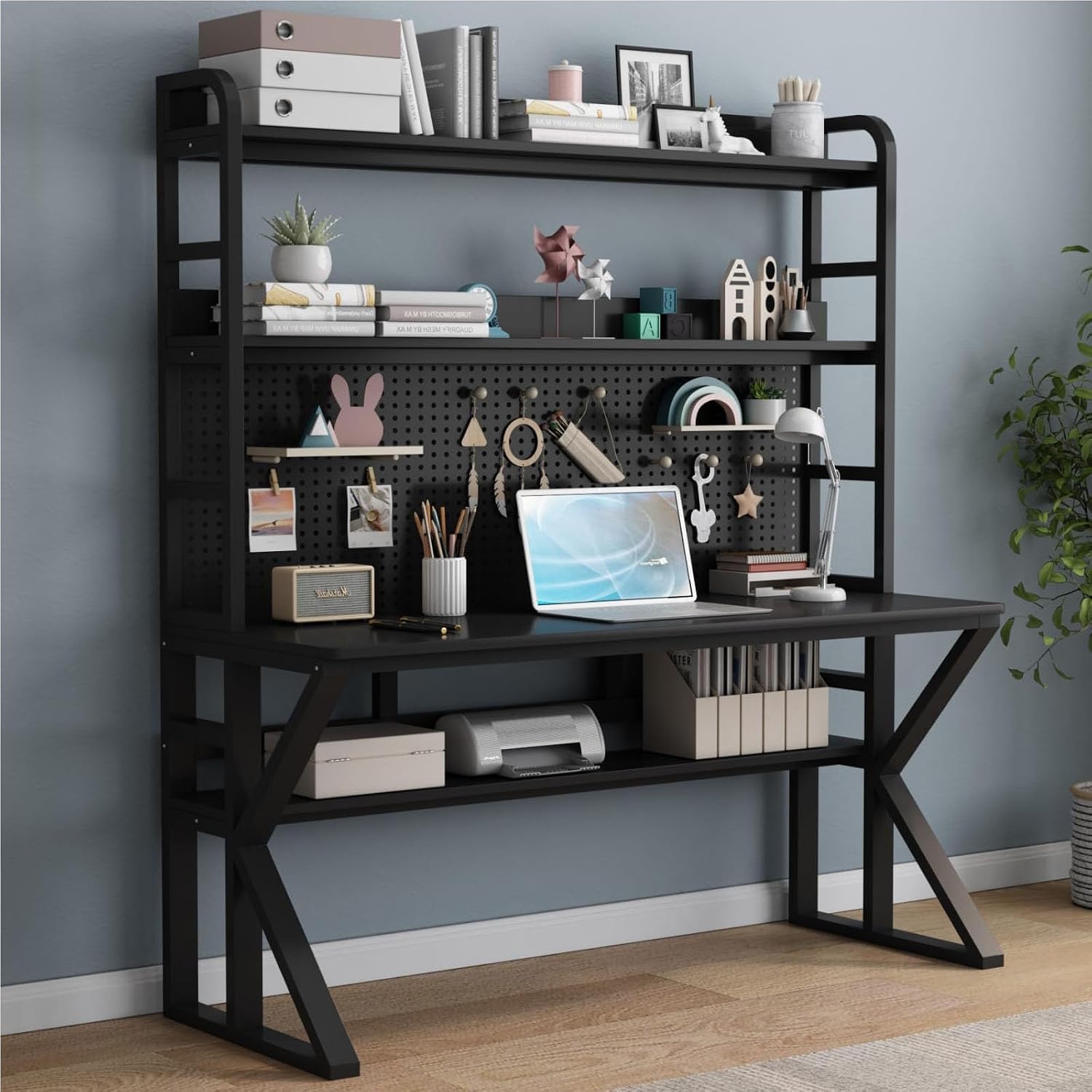 Amazon.com: Desk Bookshelf - Office Desk Workbench Storage Rack ...