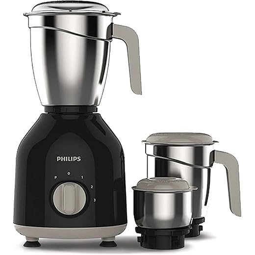Philips HL7756/01 750 Watt Mixer Grinder, 3 Stainless Steel Multipurpose Jars with 3 Speed Control and Pulse function (Black)