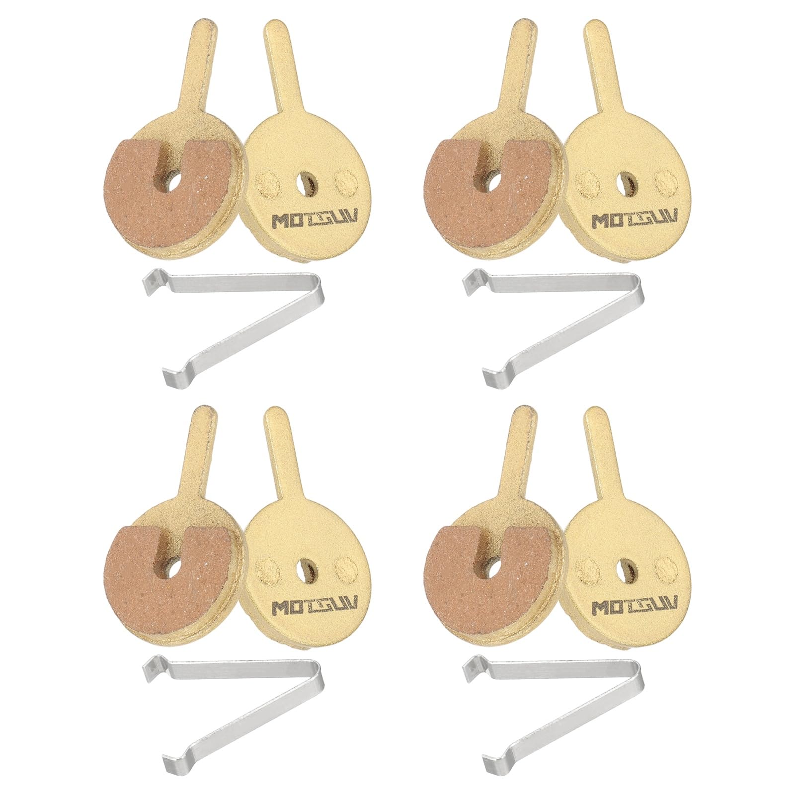 sourcing map 4set Disc Brake Pad 0.73" x 1.38" Semi-Metallic Resin Bike Brake Pads with Spring for BB7 M355 M446 M640 Mountain Road Bikes, Gold