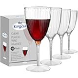 Lillian Tablesettings 96 Pack Stemmed Plastic Wine Glasses, 8 oz – Elegant Crystal-Clear Disposable Wine Glasses, Shatterproof Premium Hard Plastic Cups for Weddings, Parties & Special Events