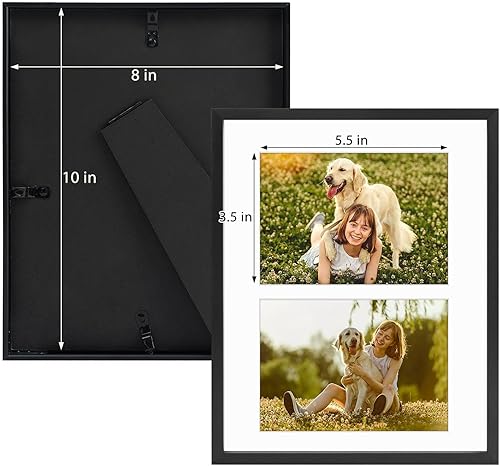 Miniatura 5 de Golden State Art, Marco de aluminio para collage de 4 x 6, muestra imágenes de 6 x 4 con 2 aberturas o una foto de 8 x 10, cristal real, para pared