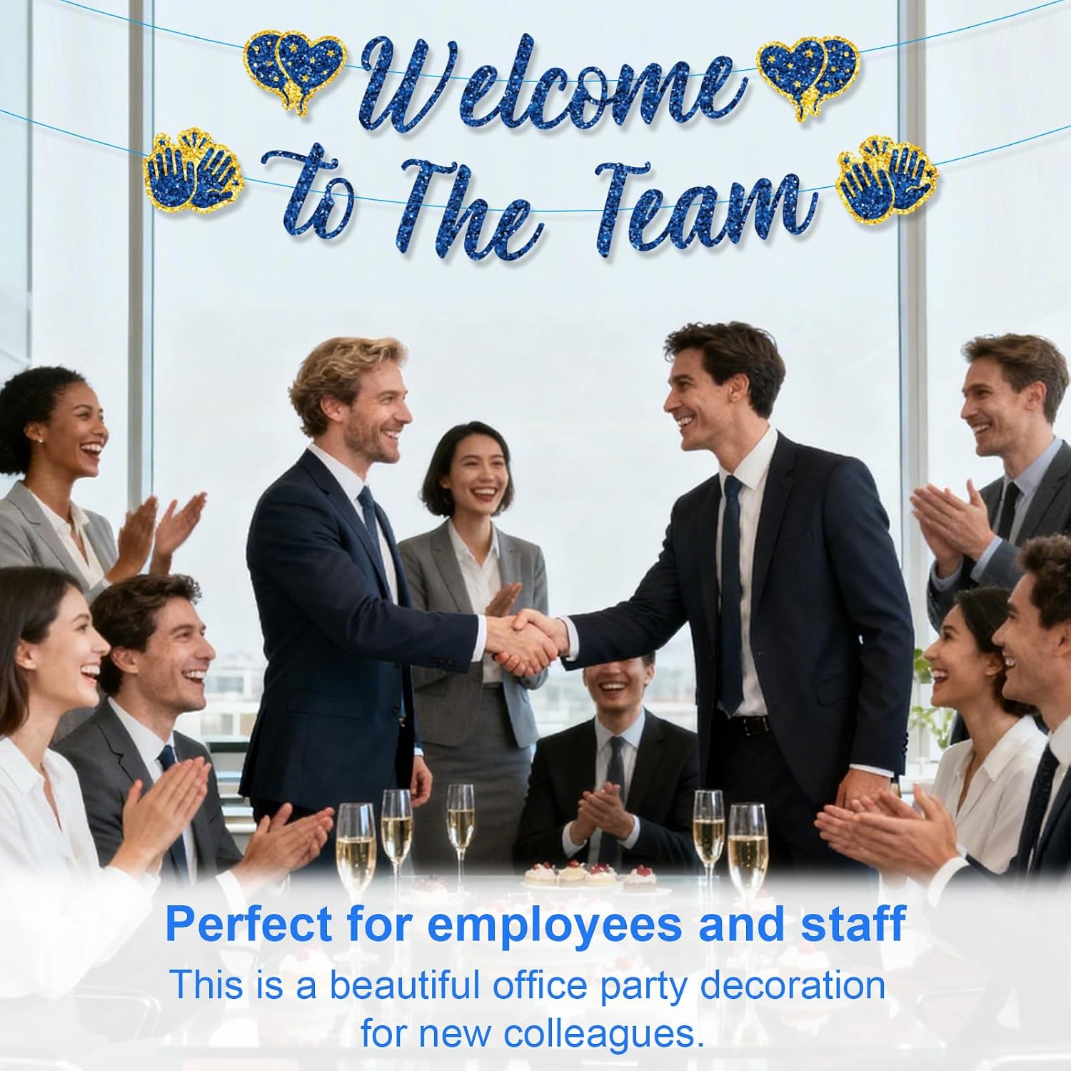 Welcome to The Team Banner, Pre-Strung Glitter Welcome Banner for New Employee No DIY Office Party Decoration Supplies for New Teacher Colleague Staff Coworker Team Member image 3