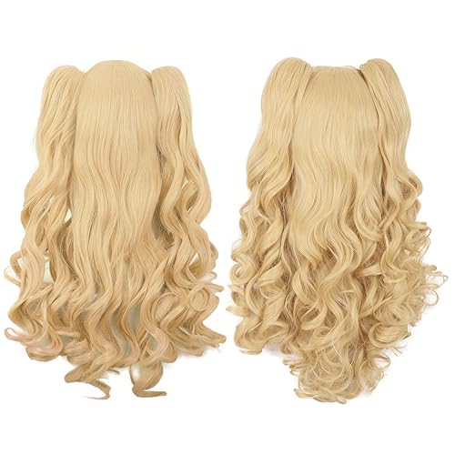 Miniatura 4 de Peluca MapofBeauty Lolita para disfraz, cabello largo, rizado, con coleta, Anaranjado Amarillo