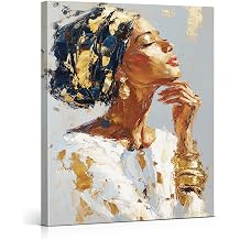 Feminine Black Woman Wall Art Decor African American Beauty Print Picture Women Empowerment Gifts Wall Decor for Home 11x15 Inch Canvas Framed