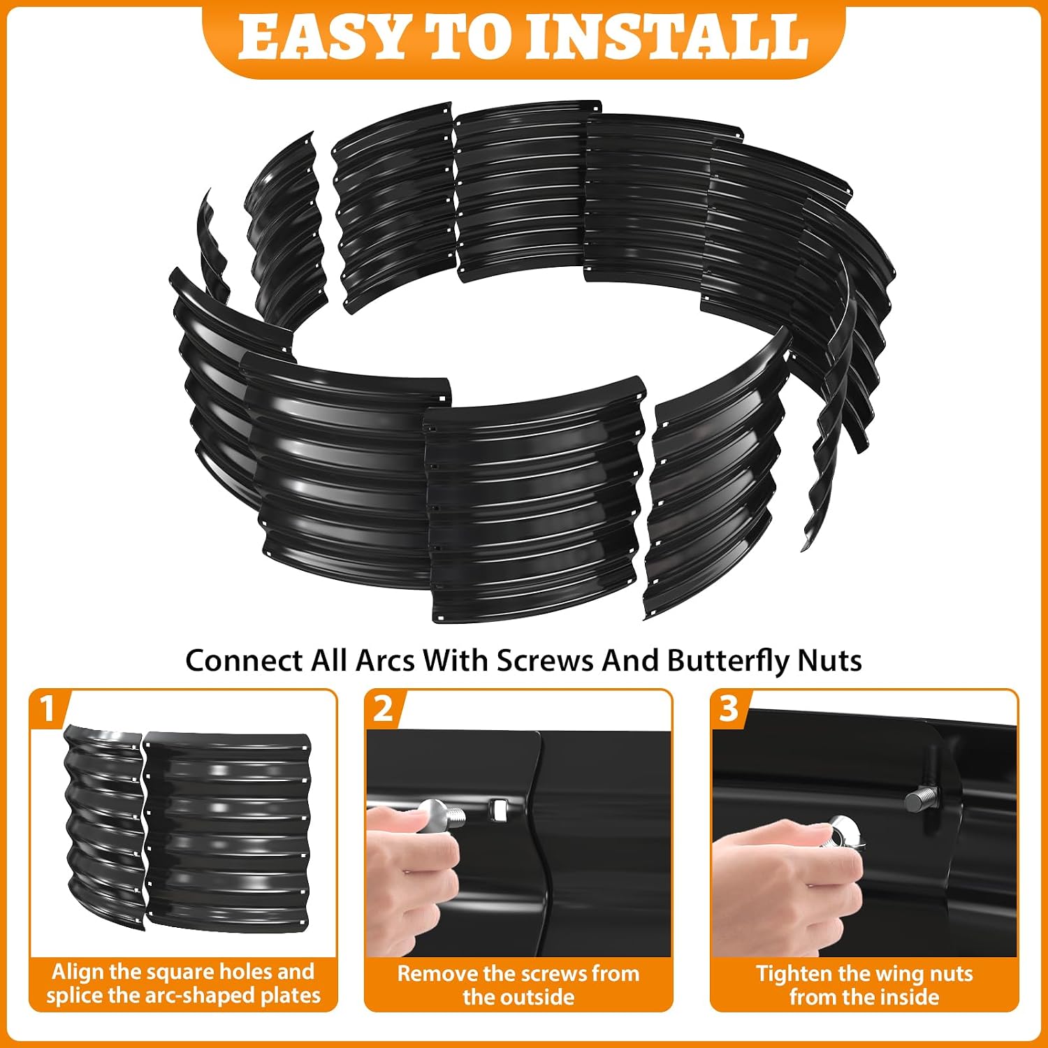 Metal Fire Pit Ring/Bonfire Fire Ring- 48 Inches Diameter, 0.7 MM Thick,1.5 ft High, Durable and Stylish for Outdoor Fire Pits,Patios and Camping (Black, 4X4X1.5 ft)