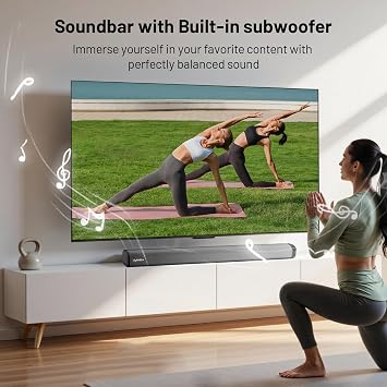 100W Soundbar for TV with 60W BuiltIn Subwoofer-37inch TV Sound Bar for Home Theatre&Gaming-Surround Sound System with Bluetooth 5.0, HDMI ARC,4 EQ Modes