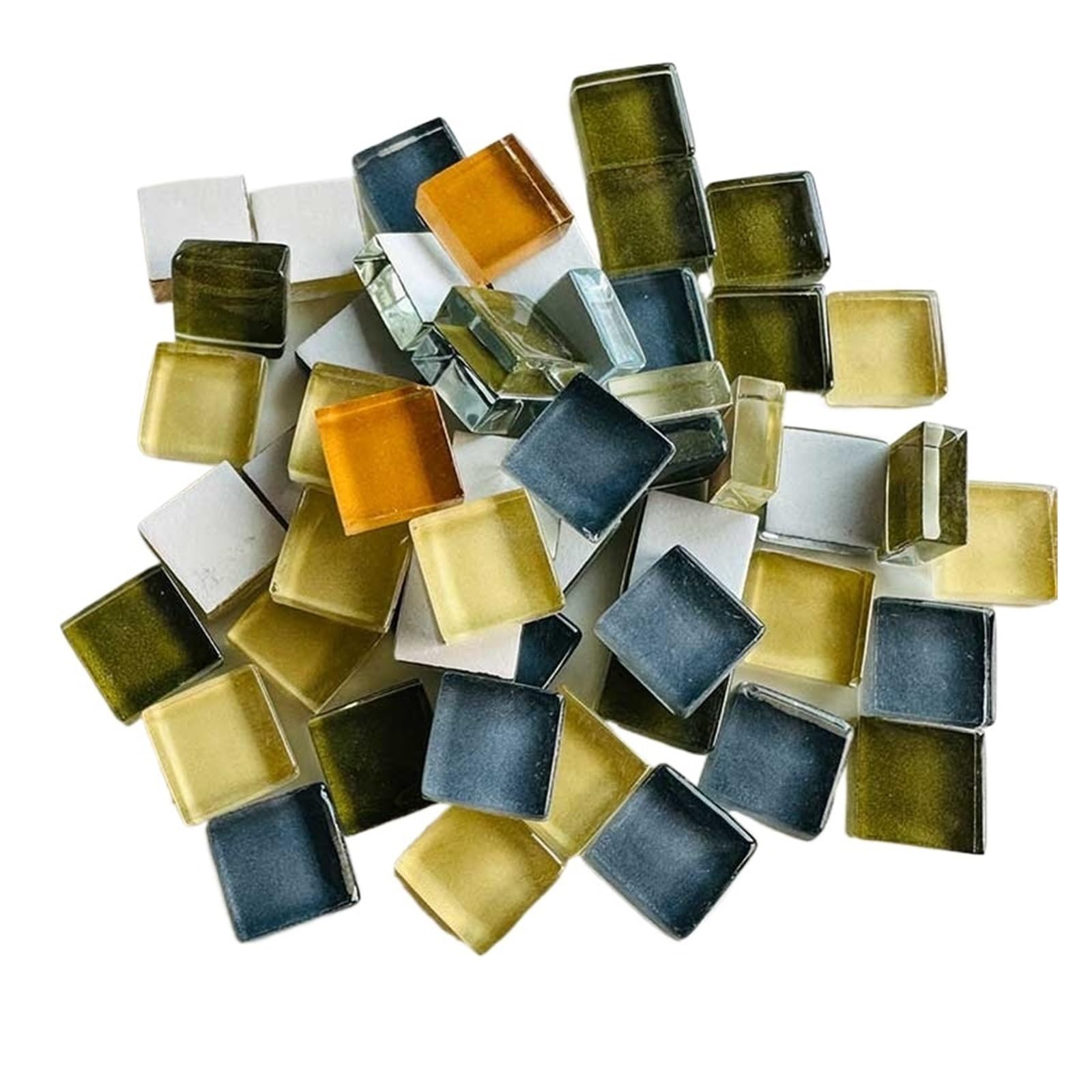Sppeoukj Color5 100G Mixed Mosaic Pieces Assorted Color Square Glitter Glass Tiles For Diy Crafts(Color5)