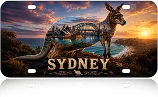 Sydney Metal Tin Sign 12 x 6 in | Vintage Sydney Travel License Plate Style Wall Decor for Garage Bar
