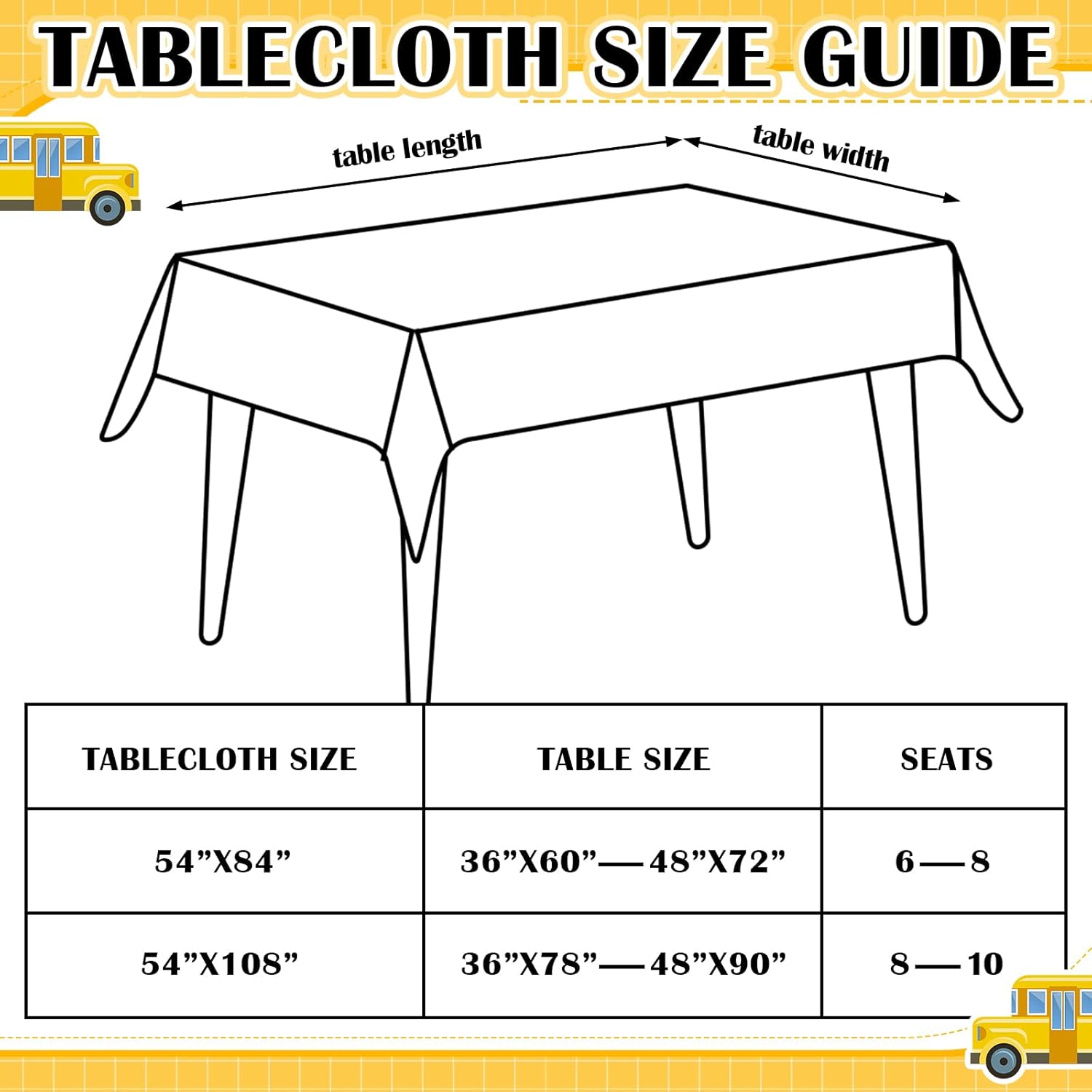 Oudain 2 Pcs School Bus Party Decorations First Day of School Banner and Tablecloth Yellow Bus Tablecover and Backdrop for Boys Girls English Teacher Birthday Theme Party Favor(107.9 x 53.9 Inches)