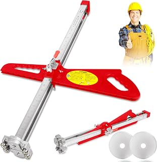 Drywall Cutting Tool with 2 Extra Replacement Blades - 2026 Upgraded with Extended Nylon Handle - Foldable Drywall Tools with 19 Built-in Metal Wheels - Sheetrock Tools Red