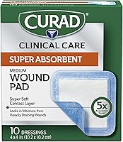 Vista 10 de Curad Almohadilla súper absorbente para heridas, pequeña, 3 x 3 pulgadas, 10 unidades, paquete de 3
