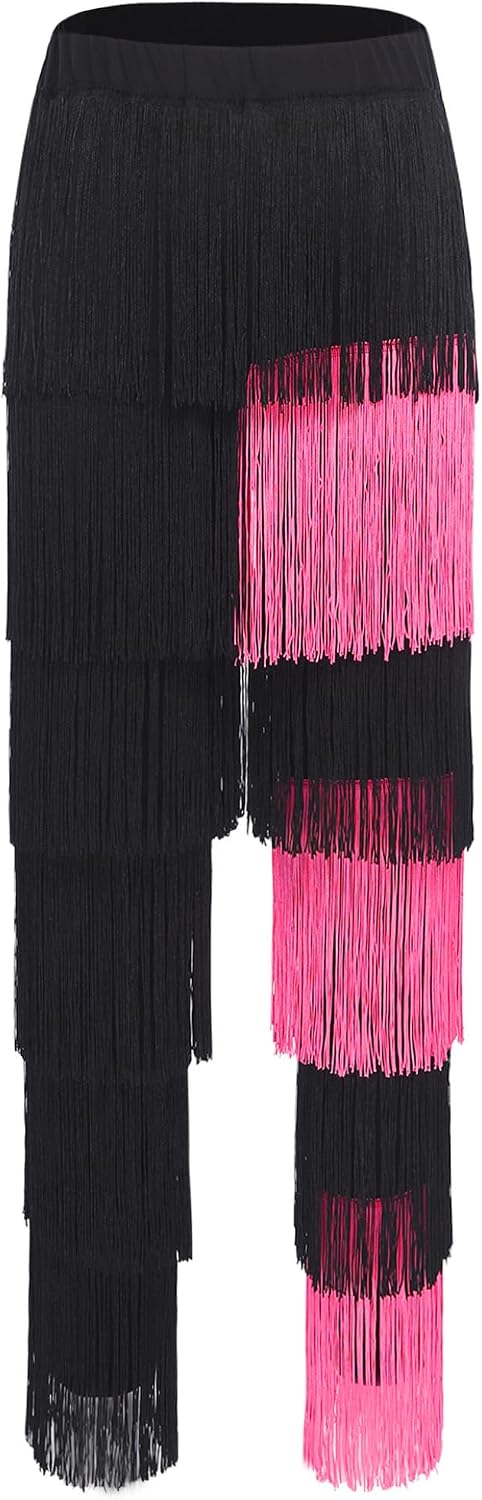 Womens Latin Dance Fringe Pants Tassel Trouses Chacha Tango Rumba Dance Practice Performance Dancing Costume