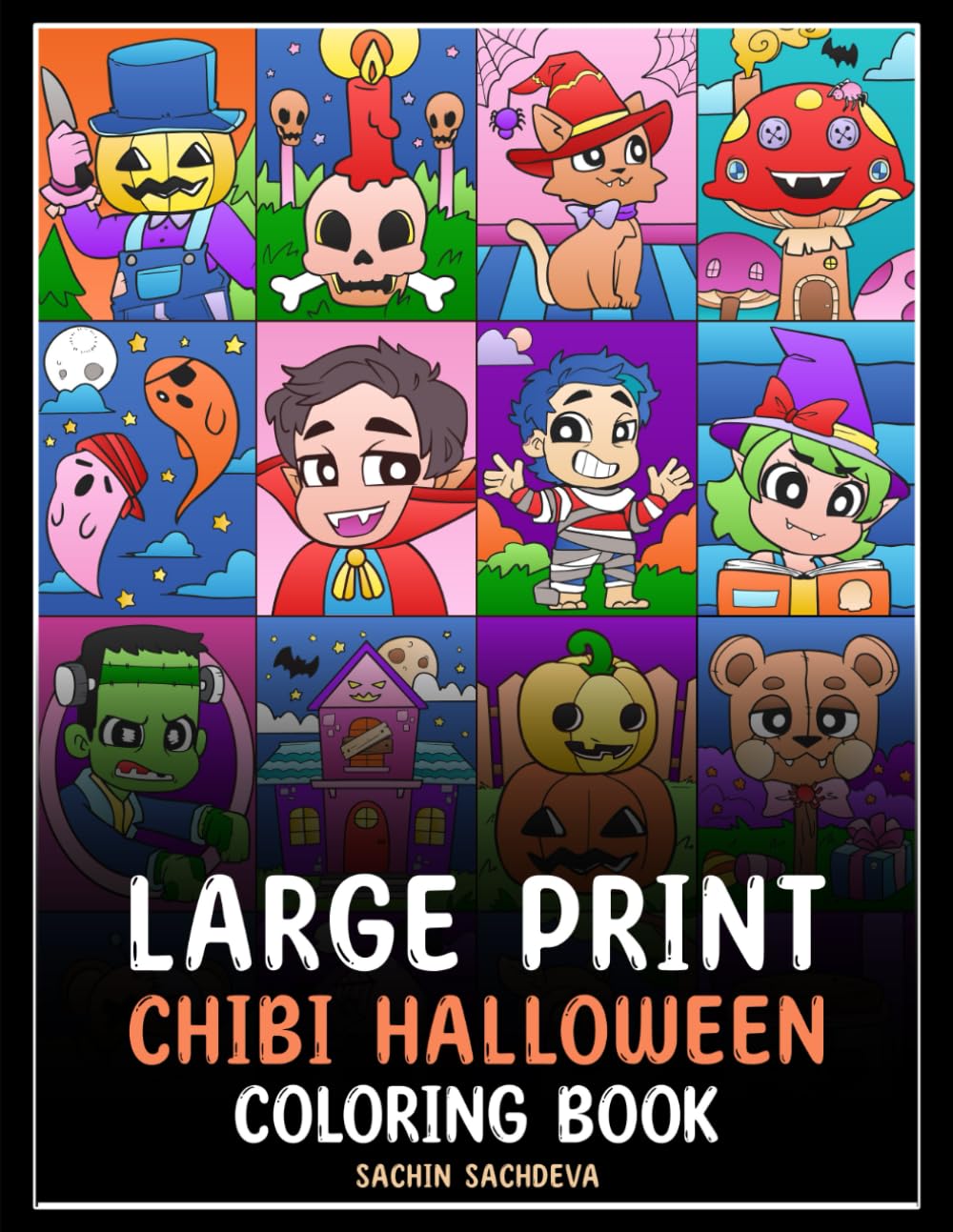 Large Print Chibi Halloween: Coloring Book for Kids, Teens and Adults for fun and relaxation