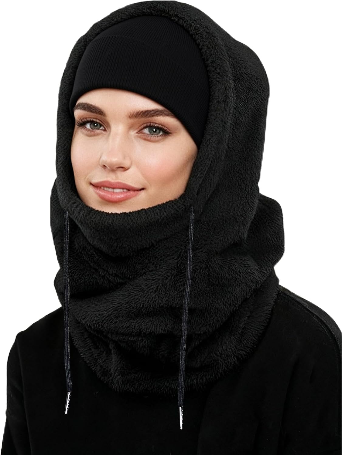 Ski Mask Balaclava Hat, Fleece Windproof Face Mask Winter Warm Neck Cover Helmet Hood for Men Women with Beanie(2 Pcs)