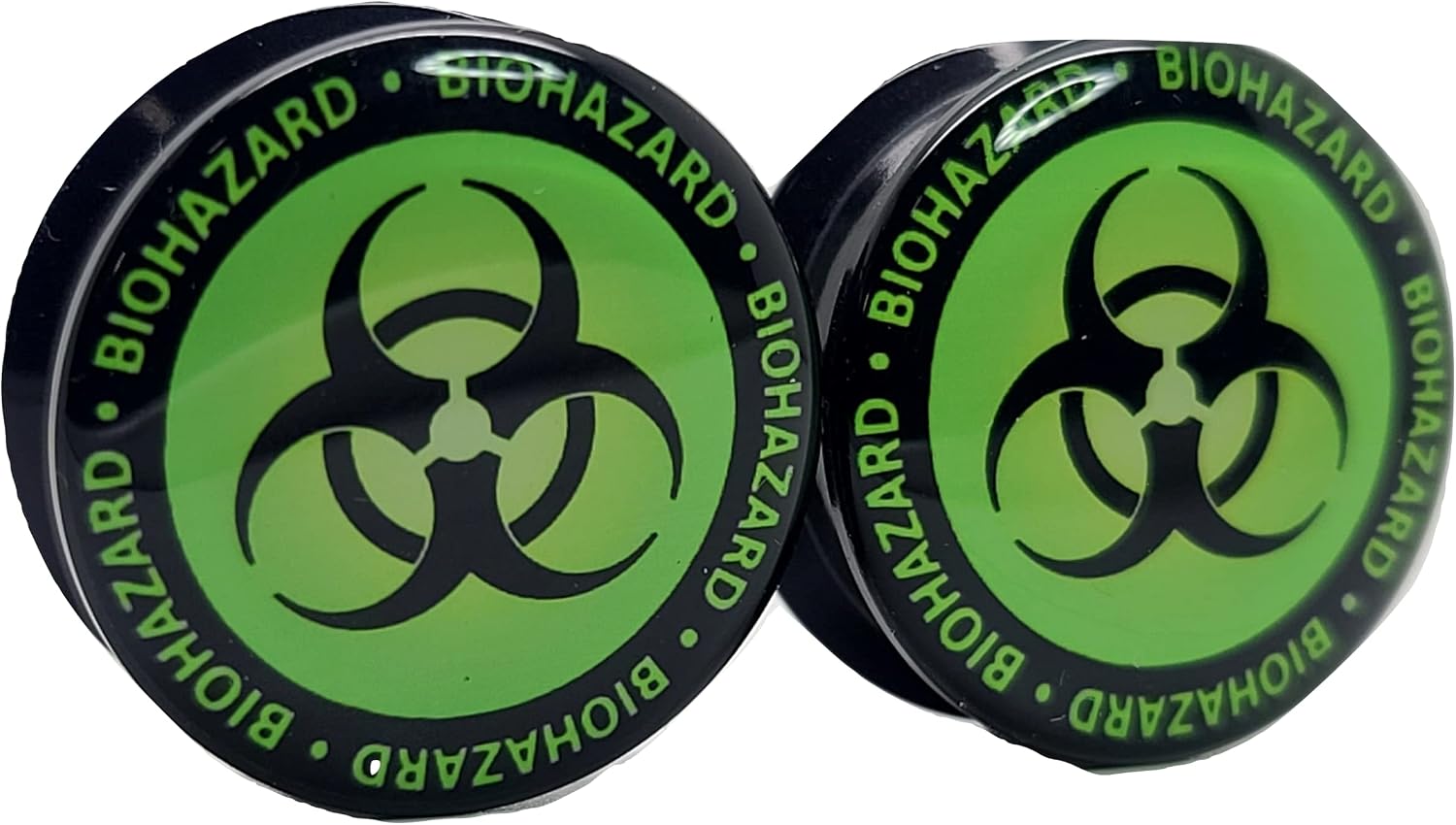 Biohazard Symbol Ear Plugs - Acrylic Screw-On - 10 Size Options *Pair* (2 Gauge (6mm))