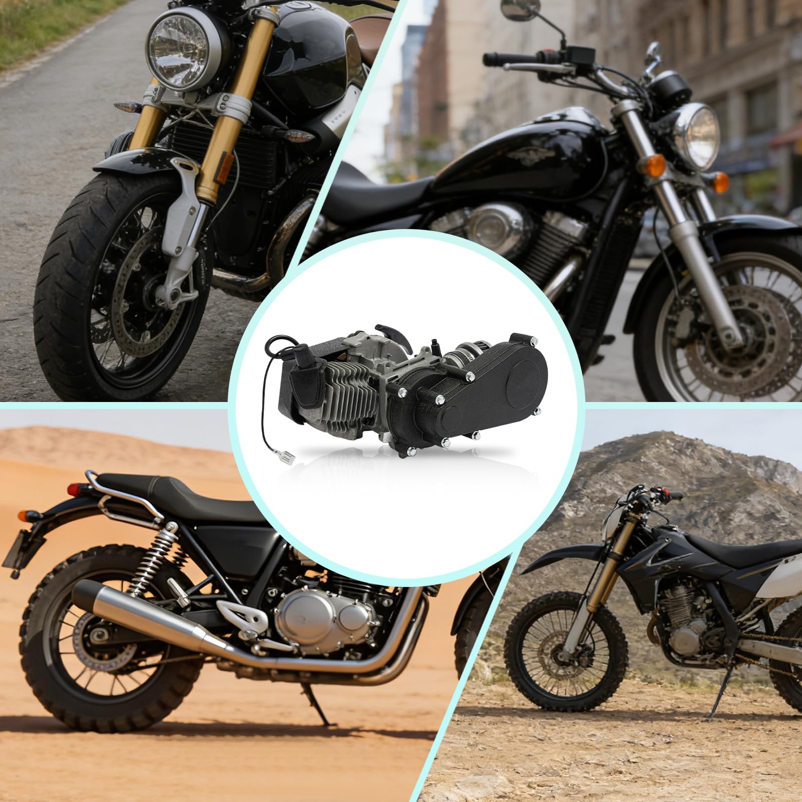 Motore Goddlgjik 49cc, 2 tempi a benzina con serbatoio carburante, 1,9 KW motore per Pocketbike, con avviamento a fune e accensione elettronica, per Pocketbikes, Mini Dirtbikes, Strandbikes, Quads e