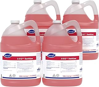 Diversey 5756018 J-512 Sanitizer, Food Contact Sanitizing Liquid for Dishes, Equipment & Utensils, No Fragrance Added, Concentrate, 1-Gallon (Pack of 4)