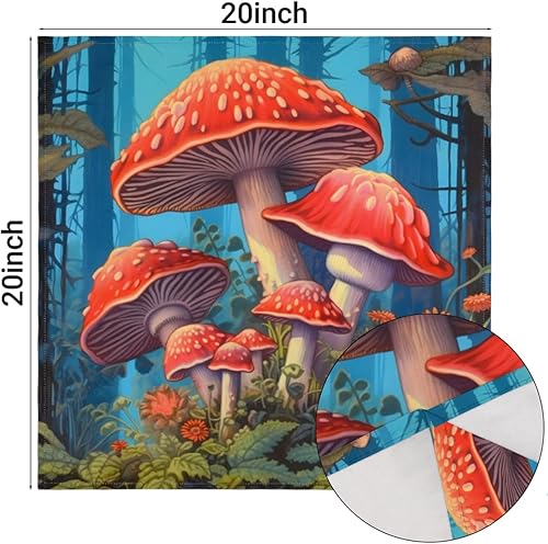 Miniatura 3 de Juego de 4 servilletas de tela de 20 x 20 pulgadas, diseño de hongos del bosque, flores, lavables, reutilizables, para cocina, decoración de mesa