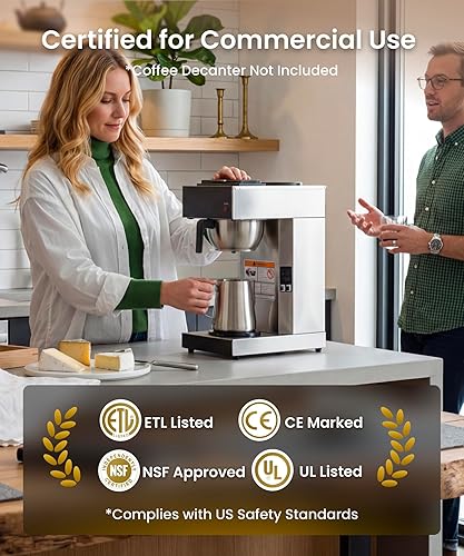 Miniatura 2 de SYBO Cafetera comercial de 12 tazas, cafetera de acero inoxidable industrial con 2 calentadores