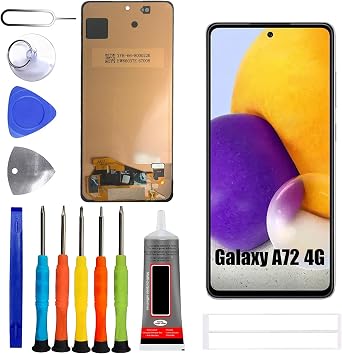 TFT Display [No Fingerprint Function] Compatible with Samsung Galaxy A72 [6.7 inch] SM-A725F, SM-A725F/DS, SM-A725M, SM-A725M/DS Screen Touch Digitizer Assembly LCD Display with Repair kit