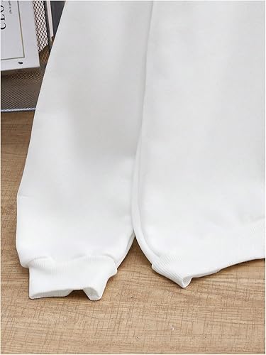 Floerns Girl's Cheetah Hooded Sweatshirts Number Print Long Sleeve Pullover(White,8 Years)