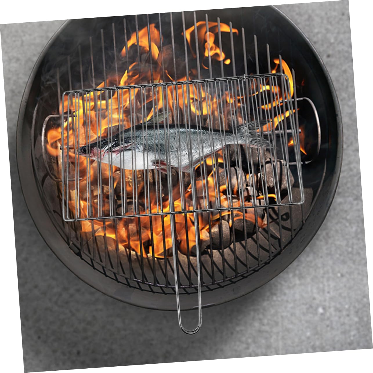 YARNOW Rete per Arrostire in Metallo Resistente con Cestello per Cuocere Pesce e Verdure, Rete da Cottura Robusta per Barbecue All’aperto e Grigliata di Pesce