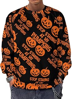 Stop Staring At My Pumpkins Men's Crewneck Sweatshirt Long Sleeve Casual Pullover Sweater T-shirt Lightweight Tops