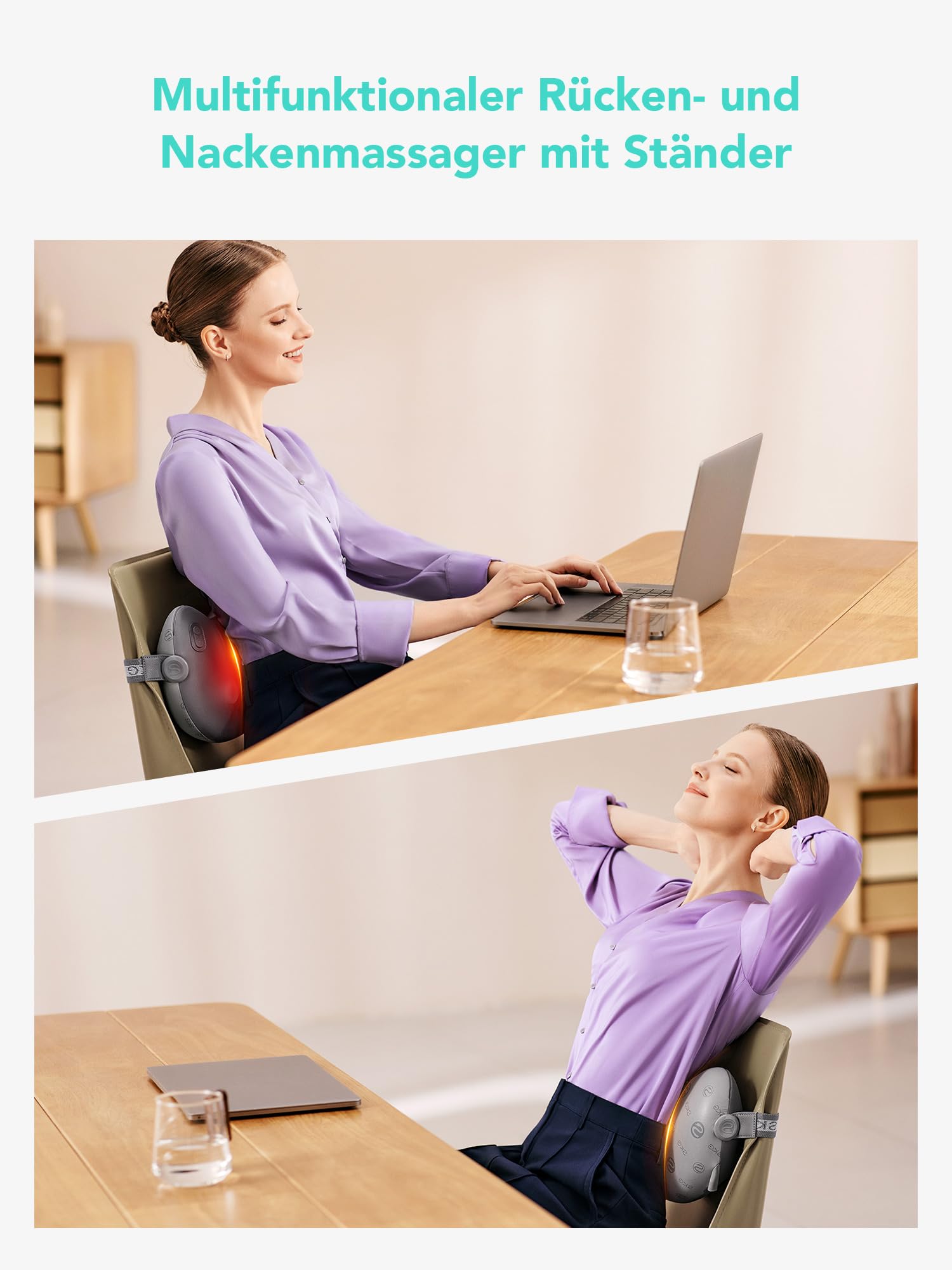 SKG Shiatsu Massagegerät, Massagekissen für Nacken Schulter Rücken kabelloses Rücken- und Nackenmassagegerät zur Schmerzlinderung von tiefem Gewebe, Geschenke für Mama Rrauen,T1-2 PRO