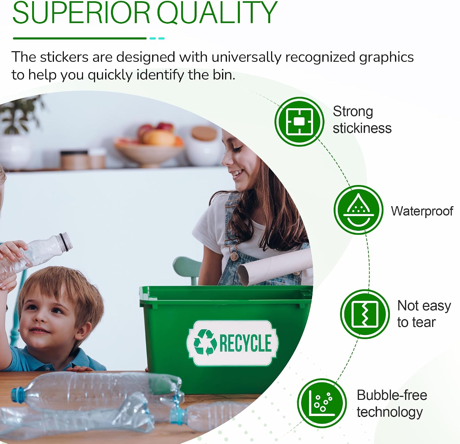 40 Trash and Recycle Stickers for Trash Bins Outdoor, Waterproof Garbage Recycling Sticker Decals Sorting Set