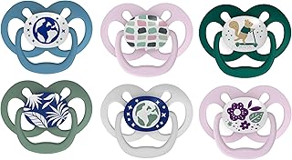 Dr. Brown's Advantage Glow-in-The-Dark Pacifier Bundle, 100% Silicone Baby Paci Symmetrical Soother, 6-18m, BPA Free, Pink 4 Pack and Blue 2 Pack