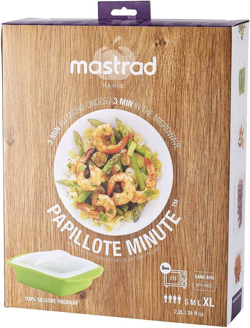 Mastrad XL Minute Crackers - Flexible & Non-Stick - Preserves Nutrients From Your Food - Healthy Cooking - Oven Safe & Microwave Safe - BPA Free Silicone - 2 Litre Capacity - Green