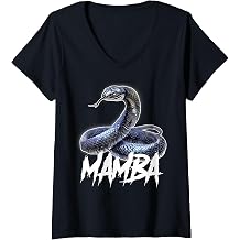 Womens Mamba Snake Black Serpent V-Neck T-Shirt
