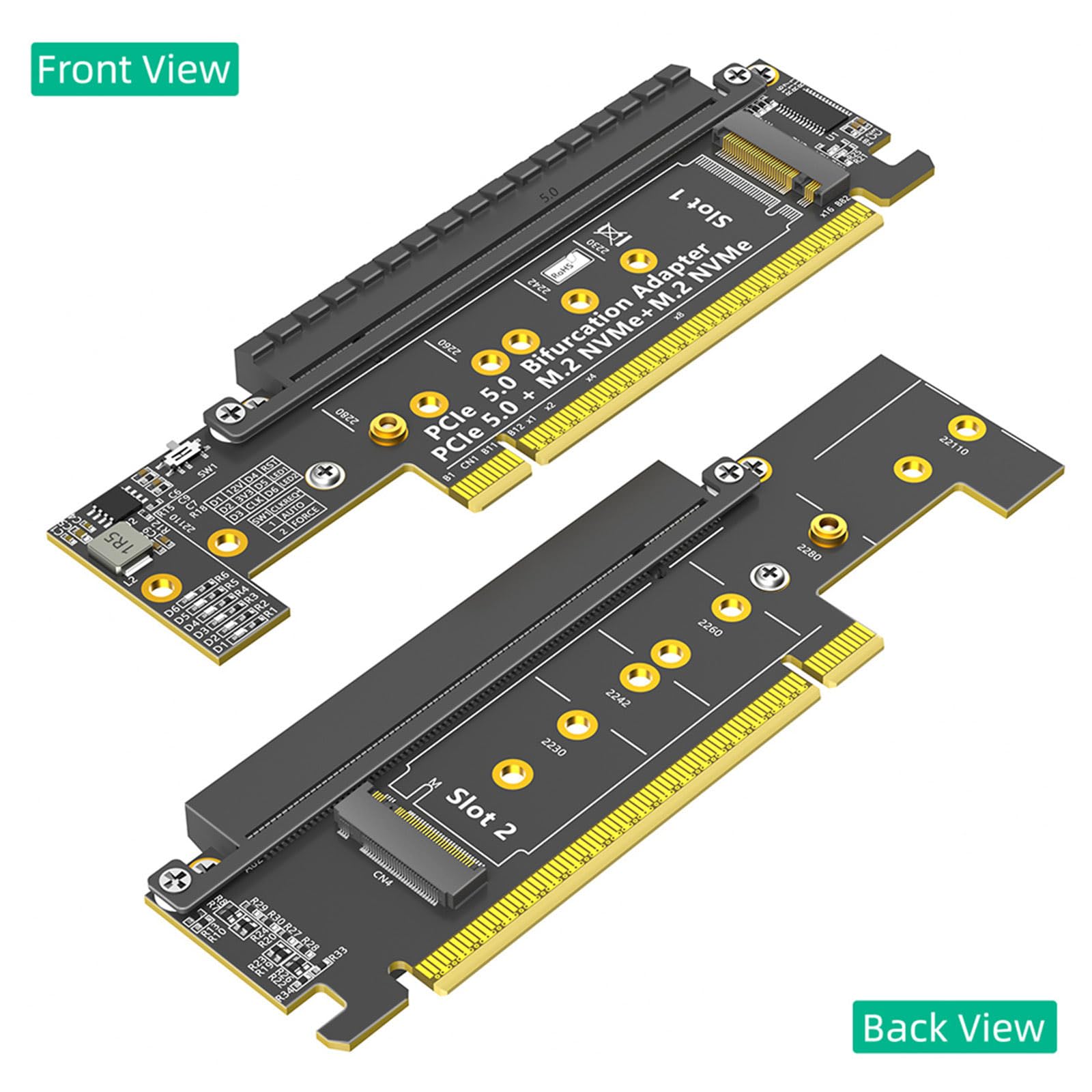 Efficiente PCIe 16X 5.0 Doppio NVMe Scheda Adattatori per Desktop Facile Installa e Trasferimento Dati A 32Gbps Thermals Adattatori