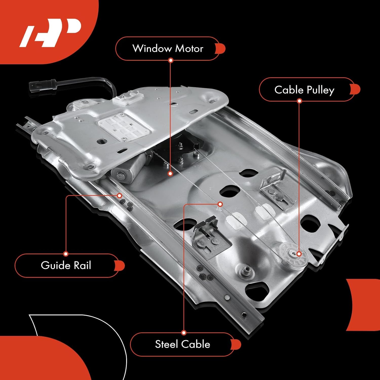 A-Premium Power Window Regulator with Panel with Motor Compatible with Sebring 1996-2006 Rear Passenger Side