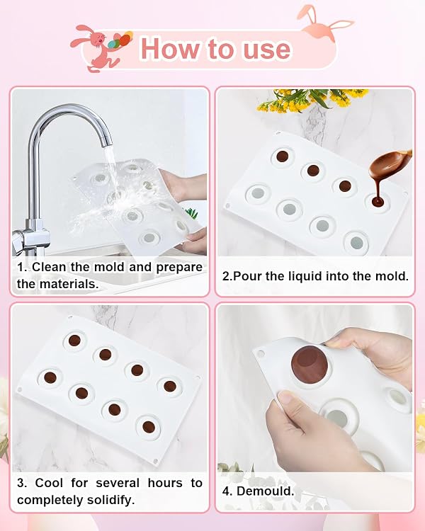 Liobelon Silicone Egg Molds, 8-Cavity Easter Egg Silicone Mold, Egg Shaped Mold 3d Food Shape Chocolate Candy Fondant Egg Molds For Dessert Ice Cube Baking Soap Resin Lotion Bar by Liobelon - Image 7