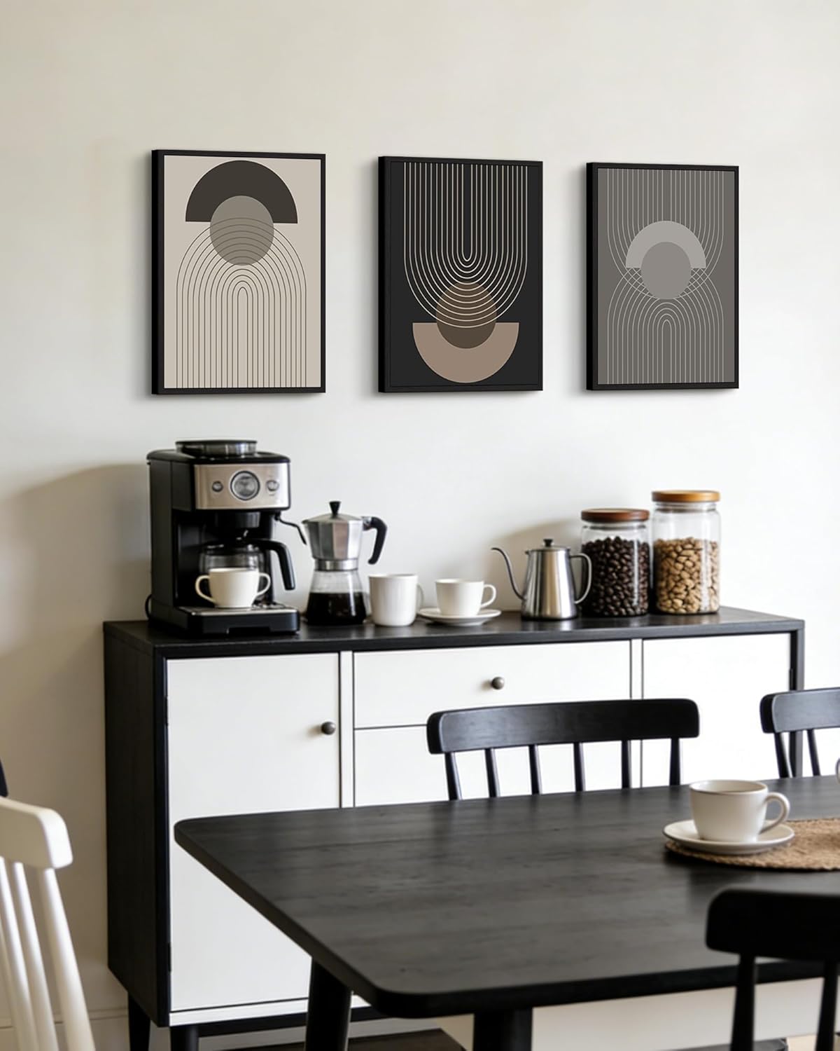 Boho Vintage Line Wall Art Framed Mid Century Bohemain Wall Decor Abstract Modern Artwork Home Office Living Room Prints Ready to Hang 11x14in Black Framed