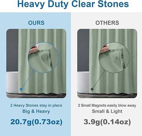 Miniatura 3 de Amazer Forro de ducha verde salvia, impermeable, suave tela de cortina de ducha verde salvia con piedras pesadas, cortina de ducha lavable y forro 2