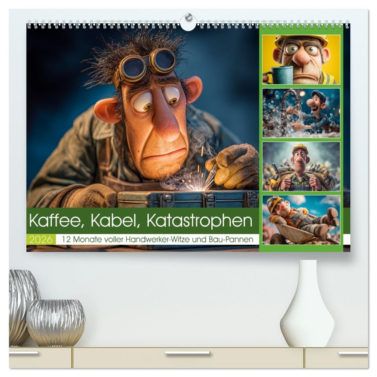Kaffee, Kabel, Katastrophen (hochwertiger Premium Wandkalender 2026 DIN A2 quer), Kunstdruck in Hochglanz: Dieser Handwerker-Humor-Kalender bringt mit ... oder in die Werkstatt. (CALVENDO Spass)