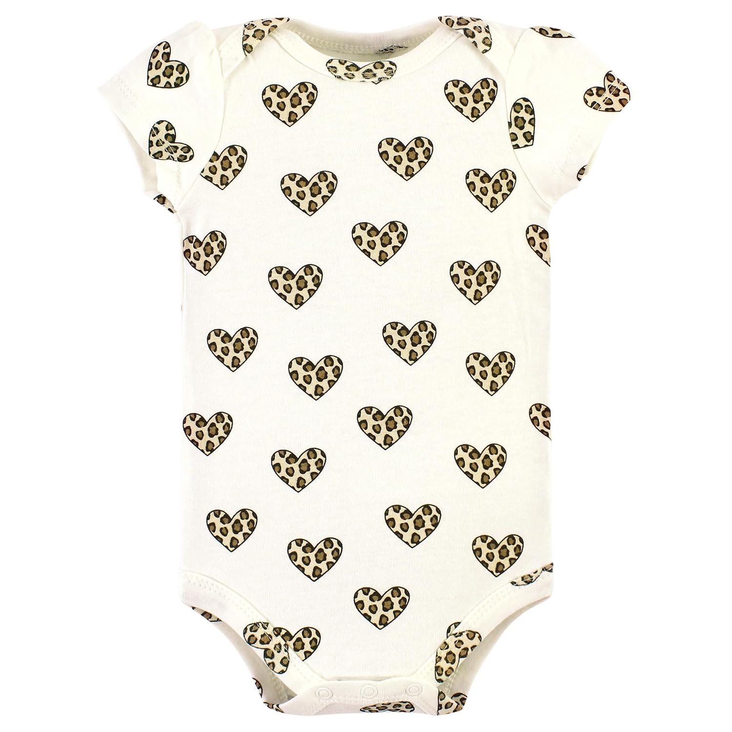 Hudson Baby Unisex Baby Cotton Bodysuit, Pant and Bib Set, Leopard Hearts, Newborn
