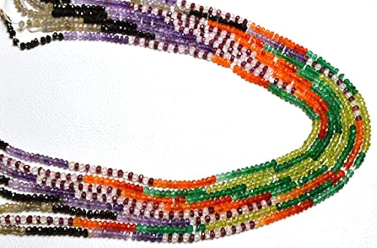 Rondelle beads 3 mm en pierres naturelles multicolores rares en fil