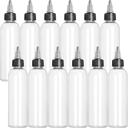 SENENQU 32 botellas redondas de plástico LDPE para apretar, botellas redondas naturales Boston con tapa superior giratoria para manualidades, arte,