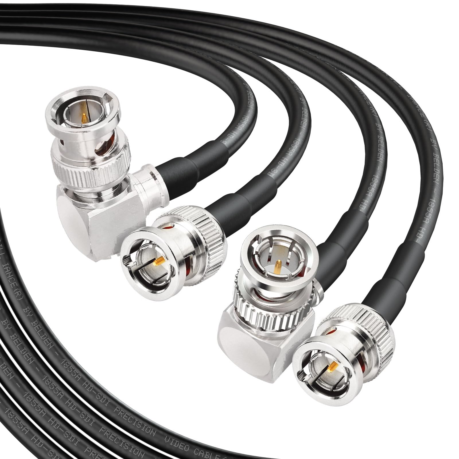 Superbat Cable de 3G/6G/HD SDI 2m,2Pieza Cable BNC Belden 1855A Cable 75ohm Macho a Macho en Ángulo Recto de Video SDI Soporta HD-SDI/3G-SDI/4K para Cámara Transmisión CCTV Monitor Conversor SDI etc.