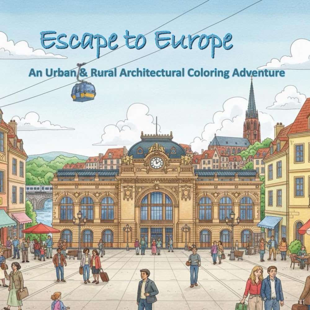 Escape to Europe: An Urban & Rural Architectural Coloring Adventure